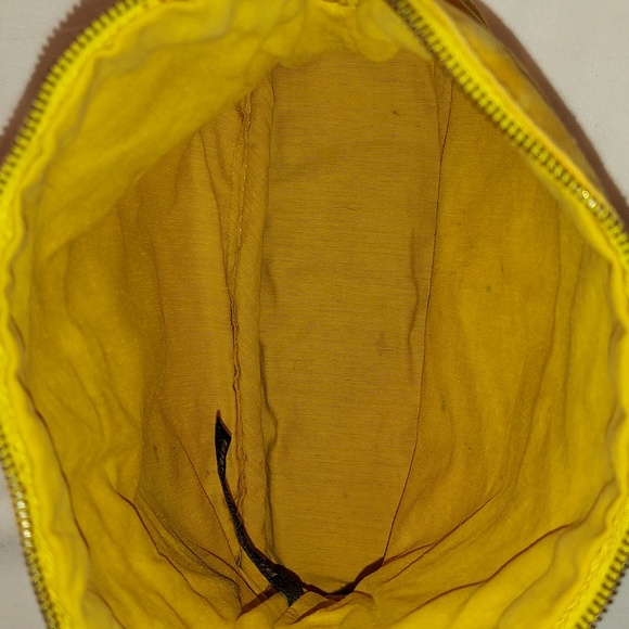 HERMES Bag Bolide Small Yellow Canvas with leather Trim Makeup Cosmetic Pouch - Picture 8 of 11